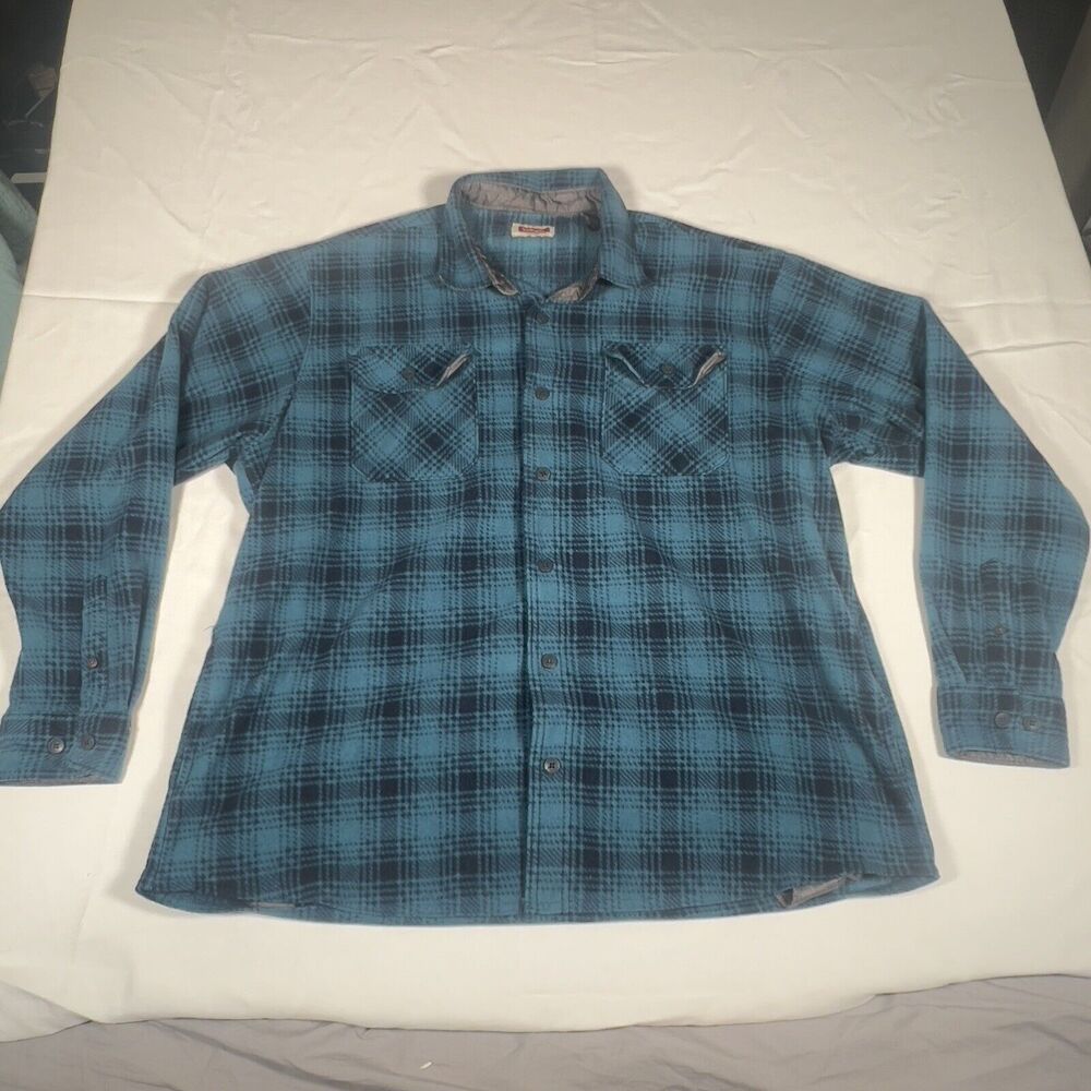 Wrangler Mens 2XL Long Sleeve Collared Shirt Teal Plaid *Warm And Cozy Material*